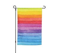 WKSGDSG Drapeaux de jardin double face pour décoration extérieure, bannière de cour en polyester robuste de 45 x 30 cm, drapeaux de jardin colorés à rayures arc-en-ciel, fanion de patio résistant aux