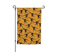 WKSGDSG Drapeaux de jardin double face pour décoration extérieure, bannière de cour en polyester robuste de 45 x 30 cm, drapeaux de jardin en forme de singe Gibbon noir, fanion de terrasse résistant