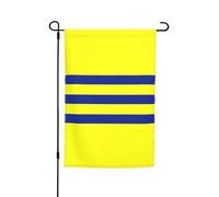 WKSGDSG Drapeaux de jardin double face pour décoration extérieure, bannière de cour en polyester robuste de 45 x 30 cm, drapeaux de jardin à rayures jaunes et bleues, fanion de patio résistant aux