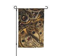 WKSGDSG Drapeaux de jardin double face pour décoration extérieure, bannière de cour en polyester robuste de 45 x 30 cm, drapeaux de jardin à engrenages steampunk cool, fanion de jardin résistant aux