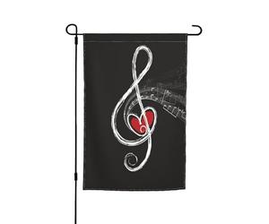 WKSGDSG Drapeaux de jardin double face pour décoration extérieure, bannière de cour en polyester robuste de 45 x 30 cm, symboles musicaux, drapeaux de jardin d'amour, fanion de patio résistant aux