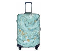 WKSGDSG Housse de bagage pour valise approuvée par la TSA, azurite bleu sarcelle, marbre doré, housse de protection élastique pour bagages de 45,7 à 53,3 cm, housse de valise de voyage anti-rayures