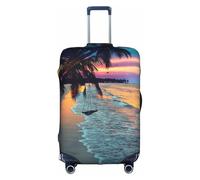 WKSGDSG Housse de bagage pour valise, approuvée par la TSA, housse de protection élastique pour valises de 45,7 à 53,3 cm, anti-rayures et lavable, pour adulte et enfant, Coucher de soleil plage noix
