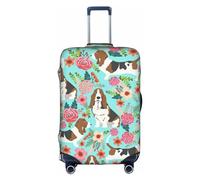 WKSGDSG Housse de bagage pour valise, approuvée par la TSA, housse de protection élastique pour valises de 45,7 à 53,3 cm, anti-rayures et lavable, pour adulte et enfant, Sweet Basset Hound Florals