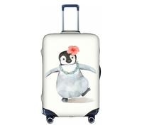 WKSGDSG Housse de bagage pour valise approuvée par la TSA, pingouin portant des fleurs, housse de protection élastique pour bagages de 45,7 à 53,3 cm, anti-rayures et lavable, pour adulte et enfant