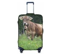 WKSGDSG Housse de bagage pour valise, approuvée par la TSA, véritable vache suisse marron, élastique, housse de protection pour bagages de 45,7 à 53,3 cm, housse de valise de voyage anti-rayures