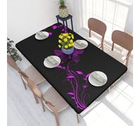 WKSGDSG Nappe ajustée pour table rectangulaire de 122 x 76 cm - Violet et papillon - Bords élastiques - Imperméable et facile à nettoyer - Pour intérieur ou extérieur - Cuisine - Salle à manger - Fête