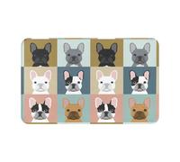 WKSGDSG Paillasson d'intérieur 80 x 49 cm - Bouledogue français - Antidérapant - Lavable - Absorbant - Doux - Pour porte d'entrée, salle de bain