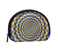 WKSGDSG Petit porte-monnaie avec fermeture éclair, illusion d'optique en spirale, mini portefeuille portable pour femmes et filles, sac à monnaie tendance en toile avec porte-clés, sac de rangement