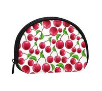 WKSGDSG Petit porte-monnaie avec fermeture éclair, mini porte-monnaie en toile avec porte-clés, sac de rangement pour cartes de crédit et carte d'identité, Cerises rouges., Taille unique, Sac de