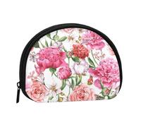WKSGDSG Petit porte-monnaie avec fermeture éclair, mini portefeuille de jardin pivoine, porte-monnaie portable pour femmes et filles, sac de monnaie tendance en toile avec porte-clés, sac de rangement
