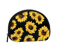 WKSGDSG Petit porte-monnaie avec fermeture éclair, mini portefeuille en forme de tournesol, porte-monnaie portable pour femmes et filles, sac de monnaie tendance en toile avec porte-clés, sac de