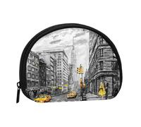 WKSGDSG Petit porte-monnaie avec fermeture éclair, mini portefeuille Love from New York, porte-monnaie portable pour femmes et filles, sac de monnaie tendance en toile avec porte-clés, sac de