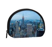 WKSGDSG Petit porte-monnaie avec fermeture éclair, mini portefeuille New York Fashion City, porte-monnaie portable pour femmes et filles, sac de monnaie tendance en toile avec porte-clés, sac de