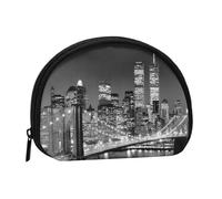 WKSGDSG Petit porte-monnaie avec fermeture éclair, mini portefeuille New York, porte-monnaie portable pour femmes et filles, sac à monnaie tendance en toile avec porte-clés, sac de rangement pour