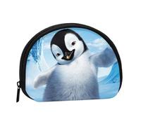 WKSGDSG Petit porte-monnaie avec fermeture éclair - Motif pingouins mignons prenant des photos - Mini portefeuille portable pour femme et fille - Sac de rangement en toile avec porte-clés, carte de