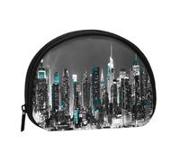 WKSGDSG Petit porte-monnaie avec fermeture éclair, peinture de New York, mini portefeuille portable pour femmes et filles, sac de monnaie tendance en toile avec porte-clés, sac de rangement pour