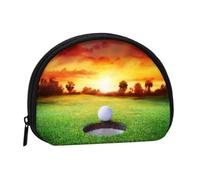 WKSGDSG Petit porte-monnaie avec fermeture éclair, sac de monnaie en toile avec porte-clés, sac de rangement pour cartes de crédit et carte d'identité, Sport Golf Ball Sunset Tree Balle de golf