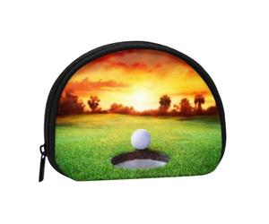 WKSGDSG Petit porte-monnaie avec fermeture éclair, sac de monnaie en toile avec porte-clés, sac de rangement pour cartes de crédit et carte d'identité, Sport Golf Ball Sunset Tree Balle de golf