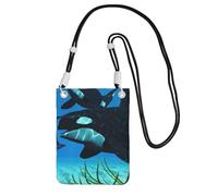 WKSGDSG Pochette de téléphone à bandoulière pour homme et femme, petit sac à bandoulière pour les trajets essentiels de voyage, porte-carte étanche avec blocage RFID, sangle noire réglable, Noir