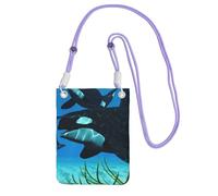 WKSGDSG Pochette de téléphone à bandoulière pour homme et femme, petit sac à bandoulière pour les trajets essentiels de voyage, porte-carte étanche avec blocage RFID, sangle noire réglable, violet