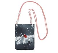 WKSGDSG Pochette de téléphone à bandoulière pour homme et femme, sac portefeuille à fleurs coccinelle, petit sac à bandoulière pour les essentiels de voyage, sac à main étanche avec blocage RFID
