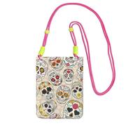 WKSGDSG Pochette de téléphone à bandoulière pour homme et femme, sac portefeuille à tête de mort mexicaine, petit sac à bandoulière pour les essentiels de voyage, sac à main étanche avec blocage RFID
