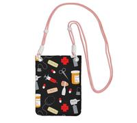 WKSGDSG Pochette de téléphone à bandoulière pour homme et femme, sac portefeuille pour médecine de dessin animé, petit sac à bandoulière pour les essentiels de voyage, sac à main étanche avec blocage