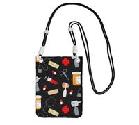 WKSGDSG Pochette de téléphone à bandoulière pour homme et femme, sac portefeuille pour médecine de dessin animé, petit sac à bandoulière pour les essentiels de voyage, sac à main étanche avec blocage