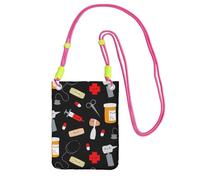 WKSGDSG Pochette de téléphone à bandoulière pour homme et femme, sac portefeuille pour médecine de dessin animé, petit sac à bandoulière pour les essentiels de voyage, sac à main étanche avec blocage