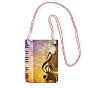 WKSGDSG Pochette de téléphone à bandoulière pour homme et femme, sac portefeuille pour piano et violon, notes de musique, petit sac à bandoulière pour les essentiels de voyage, sac à main étanche avec