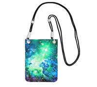 WKSGDSG Pochette de téléphone à bandoulière pour homme et femme, sac portefeuille vert bleu violet, petit sac à bandoulière pour les essentiels de voyage, sac à main étanche avec blocage RFID, sangle