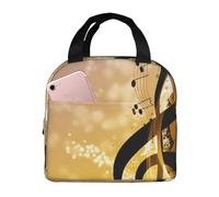 WKSGDSG Sacs à déjeuner isothermes pour homme et femme, motif piano violon, notes de musique, sac à déjeuner isotherme, étanche pour adultes et enfants, sac à repas portable pour bureau, pique-nique