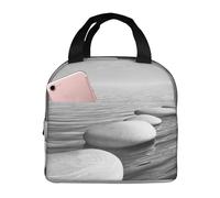 WKSGDSG Sacs à déjeuner isothermes pour homme et femme - Motif pierres zen grises - Étanche - Pour adultes et enfants - Sac à repas portable pour bureau, pique-nique, randonnée, travail, université en