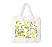 WKSGDSG Sacs à main en peluche pour femmes et filles, sac fourre-tout à motif de citrons tropicaux frais, sac à bandoulière souple pour femme, sac à bandoulière de grande capacité pour les trajets