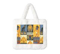 WKSGDSG Sacs à main en peluche pour femmes et filles, sac fourre-tout de la série Tribe de l'Égypte antique, sac à bandoulière souple pour femme, sac à main à bandoulière de grande capacité pour les