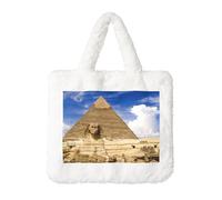 WKSGDSG Sacs à main en peluche pour femmes et filles, sac fourre-tout pyramides d'Égypte, sac à bandoulière souple pour femme, sac à bandoulière grande capacité, sac à bandoulière pour les trajets