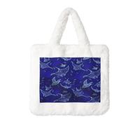 WKSGDSG Sacs à main en peluche pour femmes et filles, sac fourre-tout raie manta et poisson, sac à bandoulière souple pour femme, sac à bandoulière grande capacité, sac à bandoulière pour les trajets