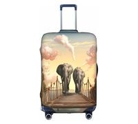 WKSZCYHLKL Housse de protection élastique pour valise, motif éléphant sur un pont, blanc, XL