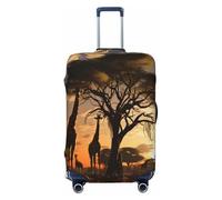 WKSZCYHLKL Housse de protection élastique pour valise, motif girafe africaine, arbre majestueux, Noir , L