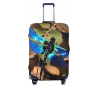 WKSZCYHLKL Housse de protection élastique pour valise, motif libellule noire et bleue, Noir , S