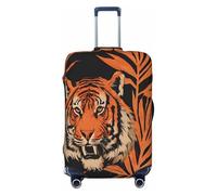 WKSZCYHLKL Housse de protection élastique pour valise, motif tigré, rayures oranges, Noir , M