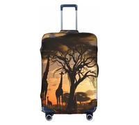 WKSZCYHLKL Housses de bagage pour valise, girafe africaine, arbre majestueux, housse de valise, housse élastique de protection pour bagages, blanc, L