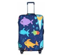 WKSZCYHLKL Housses de protection élastiques pour valises, motif poissons de mer, dessins animés, motifs poissons de mer, blanc, XL