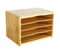 WKWKER Bac à Courrier En Bambou Avec 3 étagères réglables Organisateur De Bureau, Bac à Papier à 3 Niveaux Pour Le, La Maison, L'étude, Le Rangement De Bureau (Couleur Naturelle)