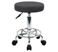 WKWKER Home Office Tabouret Roulant PU Cuir Pivotant Réglage De La Hauteur Beauty Stool Lab Cuisine Massage Spa Tabourets Tabouret De Bureau Chaise sur Roues (Gris)