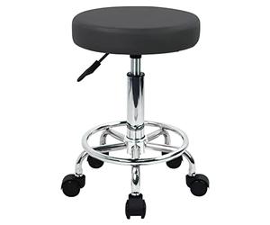 WKWKER Home Office Tabouret Roulant PU Cuir Pivotant Réglage De La Hauteur Beauty Stool Lab Cuisine Massage Spa Tabourets Tabouret De Bureau Chaise sur Roues (Gris)