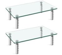WKWKER Lot de 2 supports de bureau en verre transparent avec hauteur réglable pour écran multimédia d'ordinateur portable TV ordinateur