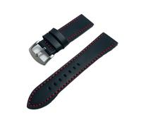 WKWPYCYUH 5 morceaux de bracelet rétro brun clair Puce Bracelet en cuir acier inoxydable boucle accessoires montre Bracelet de montre(Black and Red,20mm)