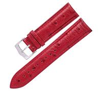 WKWPYCYUH Regarder le bracelet de sangle en cuir 20mm 22mm Bleu et Red Cuir Strap Fit for Huawei Bracelet de montre(Red-Silver,22mm)